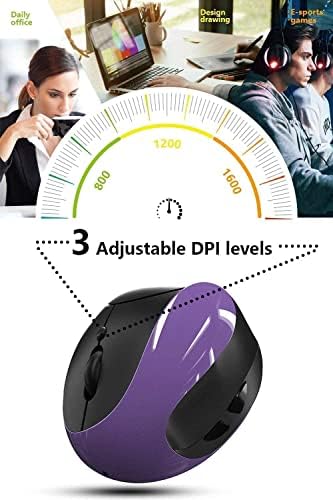 Ergonomic Vertical Mouse, Wireless 2.4G High Precision Rechargeable Ergonomic Mouse Optical Mice with Adjustable DPI 800/1200/1600, Reduce Wrist Strain, Specially for Small-handers Right-handers