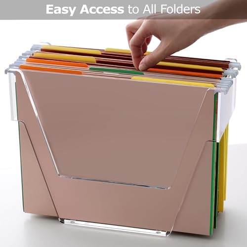 DINGHUO Hanging File Organizer, Letter Size Acrylic Hanging File Folder Frame, Portable File Holder Storage Rack for Desk Home Office or Cabinet - 1 Pack