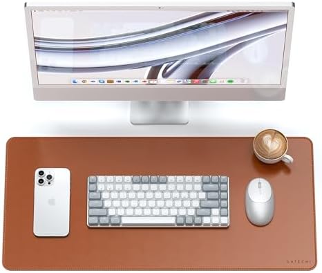 Satechi Vegan-Leather Desk Mat, Scratch and Water Resistant, Brown