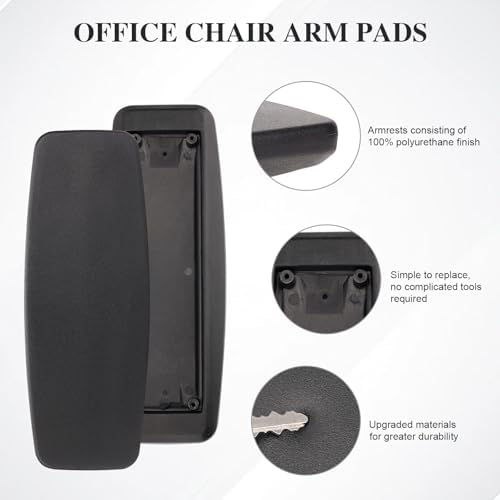 Replacement Arm Pads Caps for Steelcase Leap V2 Office Chair, Ergonomic Comfortable Foam Padding, Office Chair Arm Pads Replacement（Black）