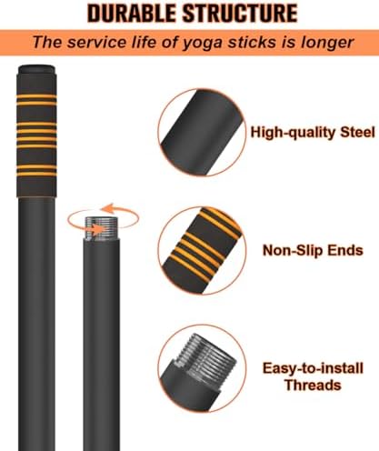 Queension 5ft Yoga Stick Adjustable Stretching Bar for Mobility & Balance