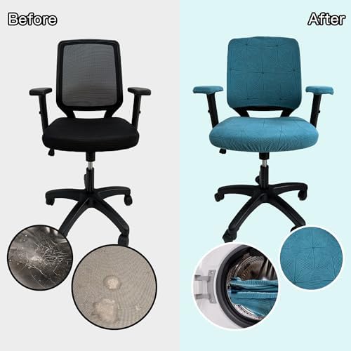 High Elasticity Anti Slip Office Chair Cover, Split Design for Easy Installation,Universal Desk Chair Cover wear-Resistant and Scratch Resistant (Peacock Blue, Chair Armrest Covers)