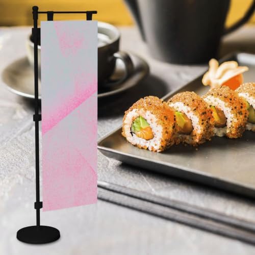 Trendy Modern Foam Roller Pink Deluxe Desk Flag Set, 12 x 4 Inch Miniature Table Flag with 14" Pole & Stand Base