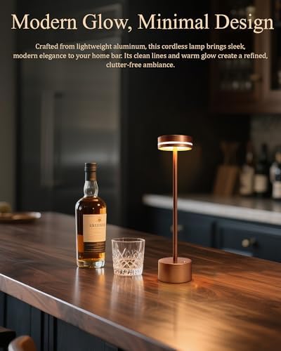 2 Pack LED Cordless Table Lamp Rechargeable, 5000mAh Portable Battery Operated LED Desk Lamp, 3 Color Dimmable Table Light for Home Office/Dining/Nightstand for Home Décor – Reddish Brown