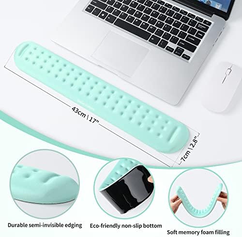 UnivoColors Turquoise Green Superfine Memory Foam Keyboard Wrist Rest Soft Gel Ergonomic Wrist Support Pad for Computer, Laptop, Office, Gaming, Typing