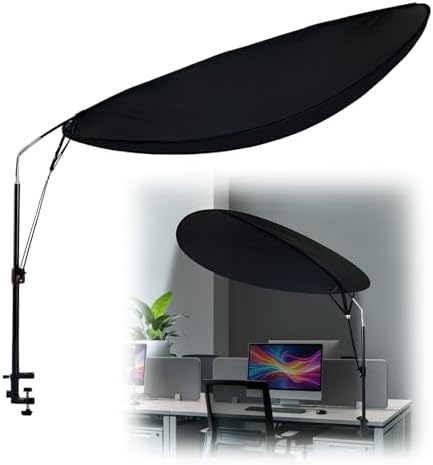 50'' Office Cubicle Desk Shade Foldable Light Shield to Block Anti-Glare Cover for Light Sensitive Professionals Adjustable Height and Rotatable Direction Cubicle Light Shade with Clamp (black)