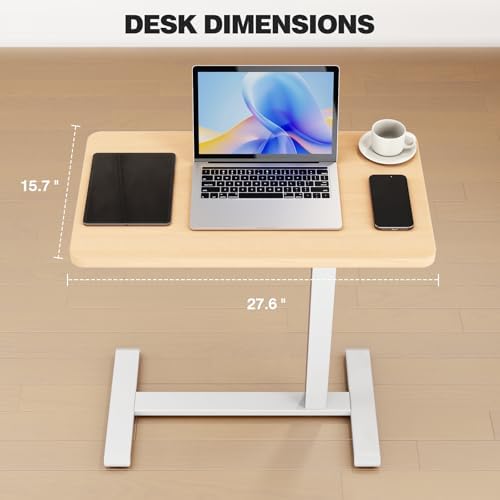 ROMOON Overbed Table with Wheels, Height Adjustable Hospital Bedside Table