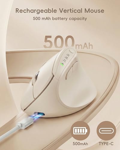 My Little Pony Ergonomic Vertical Mouse, VM01 Dual-Mode (2.4GHz/Bluetooth) Wireless Silent Mouse with LED Battery Indicator, 6 Buttons Silent Clicking Mouse for Wrist Comfort, PC, Laptop, Mac(Cream)