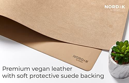 Nordik Leather Desk Mat -Champagne Beige- Large Leather Desk Pad 35x17 in