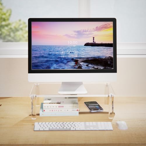 Acrylic Monitor Stand Riser 23.6X7.8" Clear Computer Laptop Stand Riser