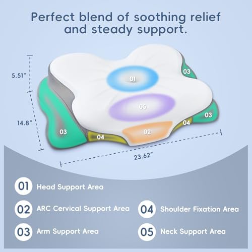 Cervical Neck Pillow,Ergonomic Memory Foam Pillow for Neck Pain Relief