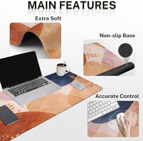 Britimes Keyboard Mouse Pad Set, 4 in 1 Desk Mat Set, Abstract Boho