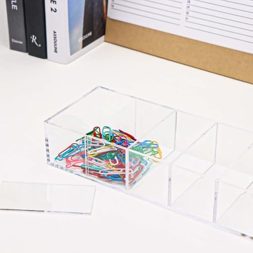 NatSumeBasics Drawer Organizer with 6 Compartments, Clear Desk Storage