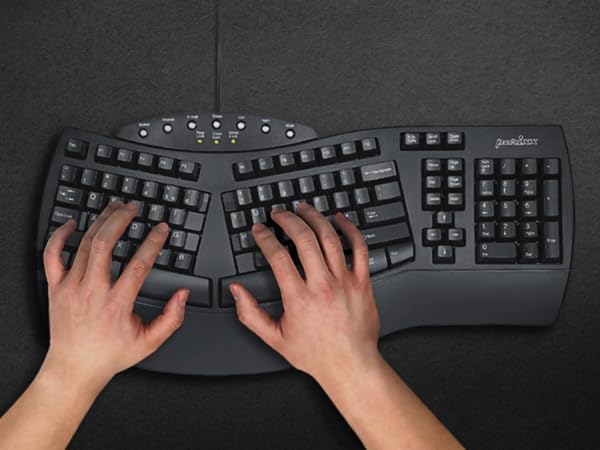 Perixx PERIDUO-512B US, Wired Ergonomic Keyboard and Vertical Mouse Combo - USB - Black - US English