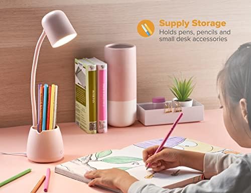 Bostitch Office LED2105-PNK Dimmable Lamp with Storage Cup, Three Brightness Levels, Touch Sensitive Dimmer, Energy-Efficient, Pink