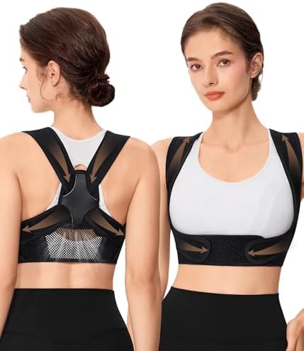 URSEXYLY Posture Corrector for Women Breathable Back Brace For Posture Adjustable Back Straightener Support for Neck Shoulder Clavicle and Upper Back Pain Relief(2XL/3XL,Black)