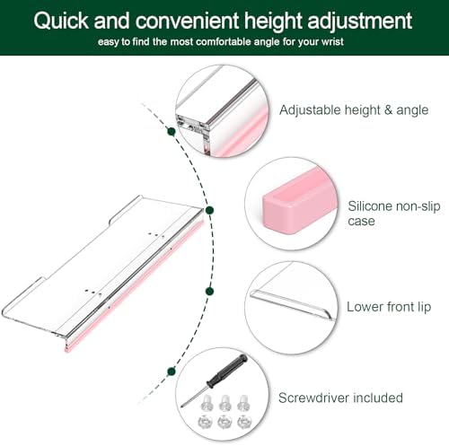 Computer Keyboard Stand for Desktop - 6-Level Height Adjustable Acrylic Keyboard Riser Non-Slip Ergonomic Key Board Tray Holder for Home School Office Desk Accessories, Clear