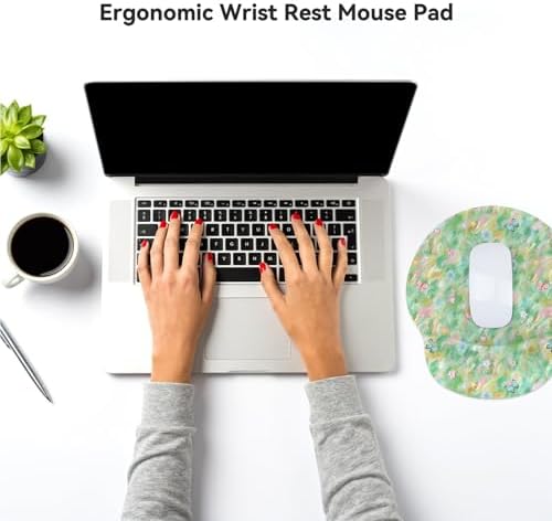 RICHEN Ergonomic Mouse Pad with Wrist Support,Non-Slip Rubber Base for Computer Laptop & Mac,Lightweight Rest for Home,Office & Travel (Green and Buttflies)