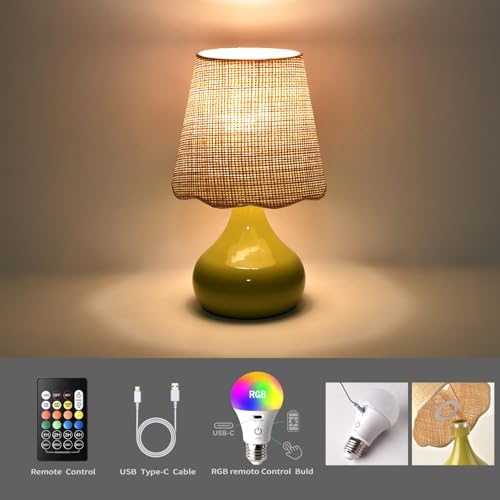 Ziqqeelam Cordless Table Lamp Rechargeable, Green Mini Cute Table Lamp for Nightstand, Battery Operated Small Table Lamp for Small Spaces for Kitchen Counter, Bookshelf, Bedside, Bedroom, Living Room