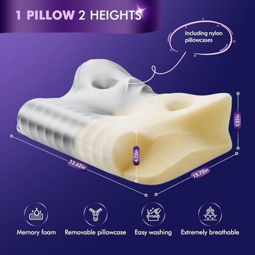 Dayme Orthopedic Memory Foam Pillows – Cooling Cervical Neck Pillow,Gray