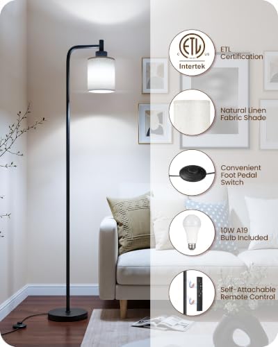 Dimmable Floor Lamp for Living Room with Remote & 10W Bulb