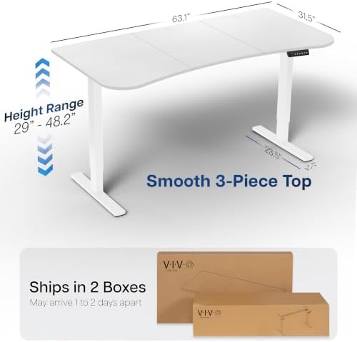 VIVO White 63 x 32 in Standing Desk, DESK-KIT-1W1W