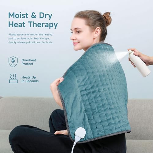 Electric Heating Pad for Back Period Pain & Relax, Christmas Mother Father Day Gifts for Women Mom Older, Portable Heating Pad for Shoulder Neck with 4 Timer & 6 Fast Heat Up