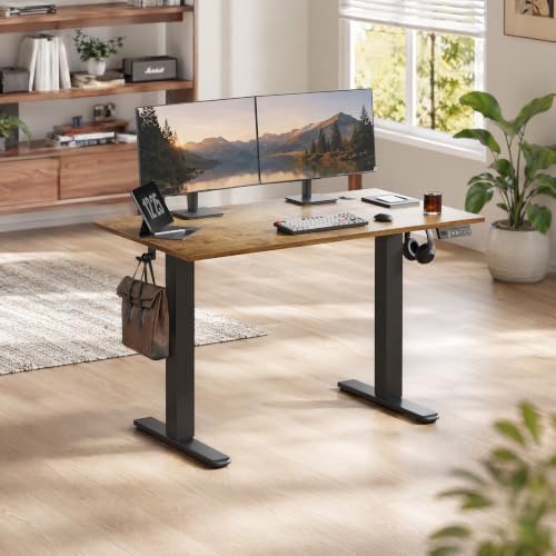 Claiks Electric Standing Desk, 48x24 Inch, Rustic Brown