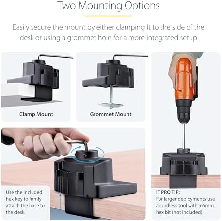StarTech Desk Mount Monitor Arm up to 34in, 17.6lb/8kg (ARMPIVOT2USB3)