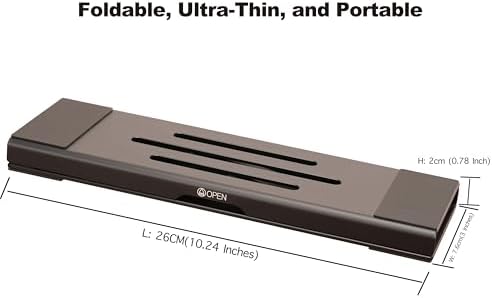 Aluminum Fold & Laptop Riser Stand 3-in-1 Adjustable, Foldable Cooling Stand with Integrated Storage Box, Ruler and Ultra-Slim Portable Design for MacBook, Tablet, Ipad, Keyboard and All Laptop