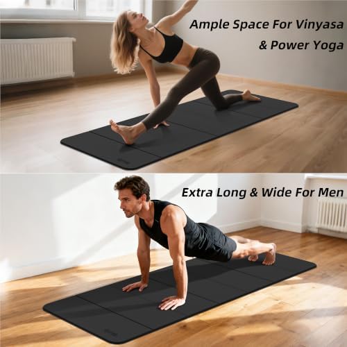Foldable Yoga Excercise Mat 71"L x 24"W, Odourless Light Weight POE Mat For Home Fitness and Gym Workouts, 1/4 inch Non-slip design for All Types of Yoga Pilates