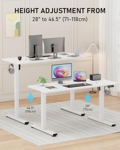 48" Large Electric Standing Desk Adjustable Height for Home Office