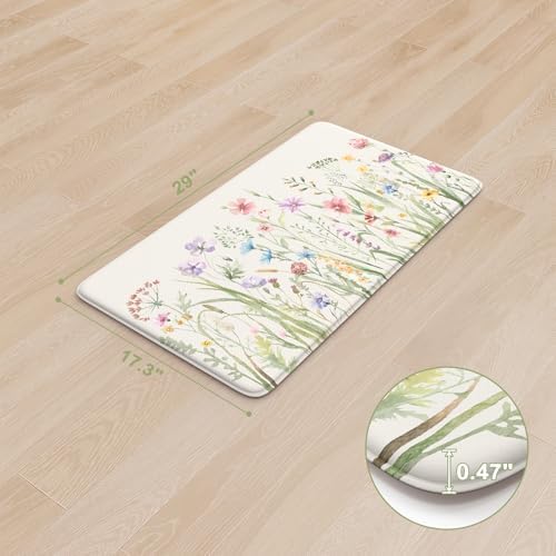 KIMODE Anti Fatigue Kitchen Mat,Boho Floral Kitchen Floor Mats Non Slip