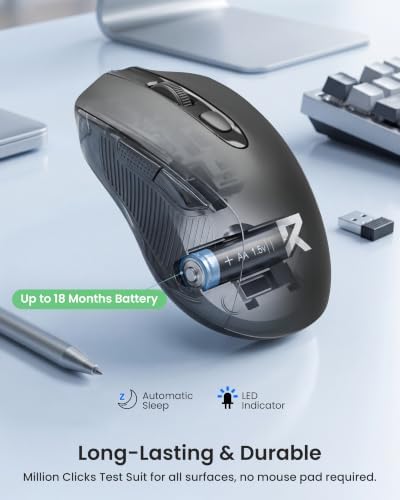 Redragon Wireless Mouse - BT& 2.4GHz Dual Mode - Max 4000 DPI - 6 Buttons - 18 Months Battery - No Wires - Smooth Tracking - Quiet Silent Portable Optical Computer Mouse for Laptop, PC, Windows, Mac