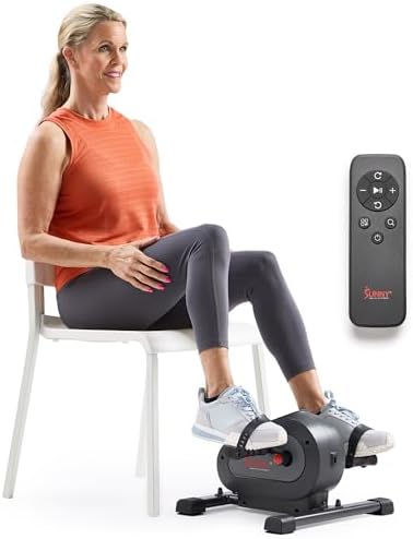 Sunny Health & Fitness Smart Motorized 2-in-1 Pedal Exerciser, Indoor Compact Under-Desk Mini Bike for Low-Impact Cardio Workout and Physical Therapy, Free SunnyFit Training App Connection