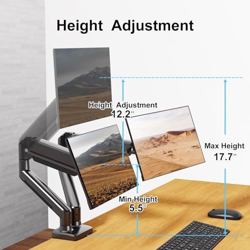 Dual Monitor Mount Fits 13-32" Computer Screen, Dual Monitor Arm