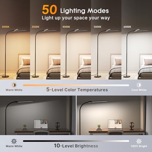 Syrinx LED Floor Lamp, 18W 2000LM Bright Floor Lamp for Office, Living Room