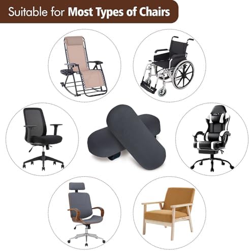 2-Pack Non-Slip Armrest Pads for Office & Gaming Chairs - Ergonomic Forearm Support Pillow for Desk, Computer & Wheelchair, Pressure Relief Cushions (Dark Gray)