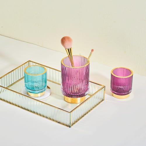 Makeup Brush Holder Organizer,Toothbrush Holders,Desk Pen Pencil Holder,Multifunctional Vintage Glass Brush Cup(A3-29-US)