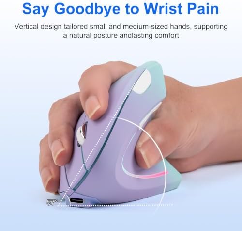 Wireless Ergonomic mouse, Rechargeable Bluetooth Vertical Mouse Dual Mode