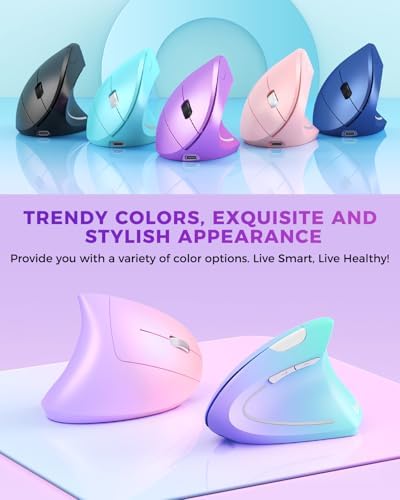 Lekvey Ergonomic Mouse, Rechargeable Vertical Wireless Mouse, Purple
