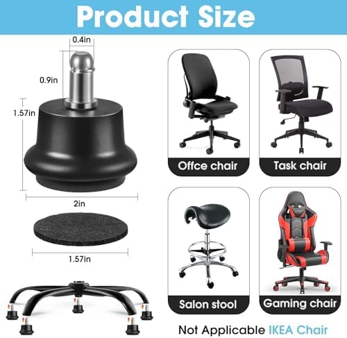 Bell Glides Replacement Office Chair, Castors Wheels Stopper Chair Feet