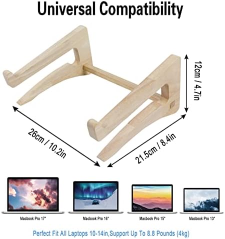 UI U & I Laptop Stand, Wooden Laptop Stand, Detachable Wooden Notebook Holder Mount Stand for Desk, 11-14inch Compatible with Apple MacBook Air Mac Pro, HP, DELL, Acer, Toshiba, Surface, Lenovo etc