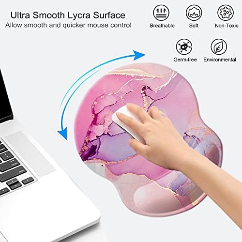 Mouse Pad with Wrist Support, Non Slip Mousepad Wrist Rest for Office, Computer, Laptop & Mac-Comfortable & Lightweight Ergonomic Support Mouse Mat(Pretty Marble-B)