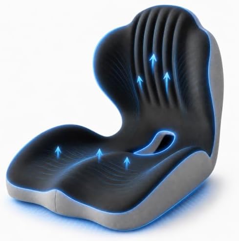 Ergonomic Memory Foam Seat Cushion with Back Support, Office Chair Cushion