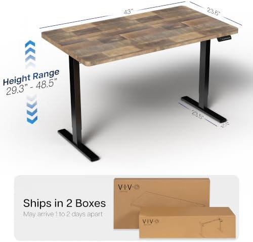 VIVO Reclaimed Wood 43 x 24 in Standing Desk, DESK-KIT-1B4P