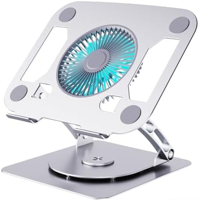 SHUWEI Laptop Stand with Fan, Height/Angle Adj fits 16" Laptop, Silver