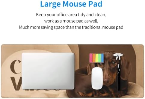 Dachshund Funny Mouse Pad Large Mouse Pad 11.8x31.5 in Brown Beige