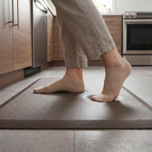 Hauteloom Kitchen Mat - Cushioned Anti Fatigue Rug - Waterproof, Non Slip - Standing and Comfort Desk/Floor Mats for House Sink Office - Brown - 20" x 32"