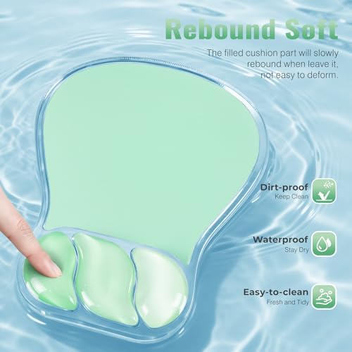 Ospelelf Mouse Pad with Wrist Rest Set Gel Ergonomic Keyboard Wrist Support Anti-Slip Rubber Bottom Office Women Desk Accessories for Computer, Laptop and Gaming, Green